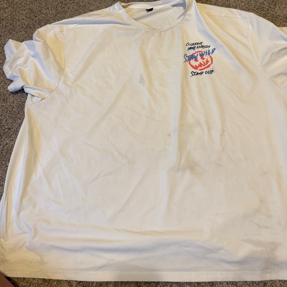Oversized Red and White Short Sleeve Tee with Logo